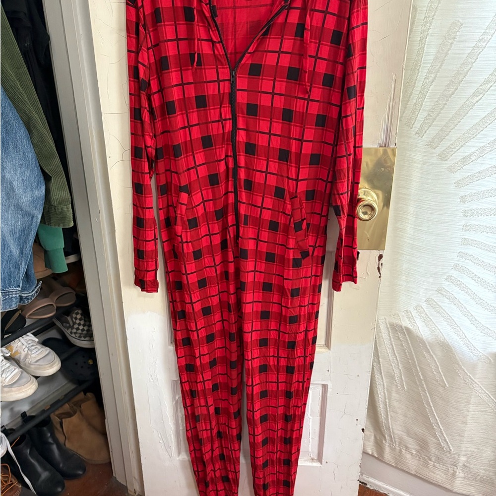 MeUndies Red Plaid Adult Onesie